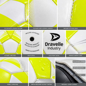 Ballon de football néon haute visibilité taille 5 |   Ballon de football en PU de qualité supérieure cousu à la machine |   Ballons d'entraînement personnalisés avec logo pour l'Académie, en gros - Product Image 4