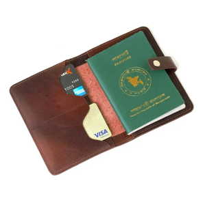 Black Leather <b>Passport</b> <b>Wallet</b> With Card Slots And Cash Compartment For Adults - Product Image 2