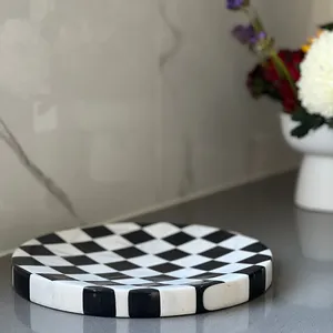 Bandeja Redonda de Mármol con Múltiples Piedras, Decoración de Hogar de Piedra Natural de Lujo para Cocina y Sala de Estar, Diseño Moderno Resistente al Fuego - Product Image 4