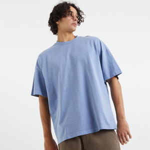 Última Colección de Camisetas de Manga Corta Azules Extra Grandes para Hombre, Lisas, Teñidas, de Color Sólido, Estilo Urbano - Product Image 4