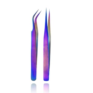 Pinzas de Precisión para Pestañas de Acero Inoxidable con Punta Dentada, Recubrimiento Morado, 10 mm de Longitud, Ecológicas, Profesionales, para Pestañas Postizas - Product Image 2