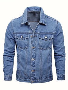 Factory Rate Men's Winter Denim Jackets Professional Quality Vintage Trending Fashion Front Logo Cotton Woven Autumn Wear - Product Image 1
