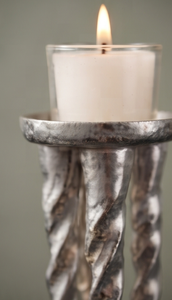 Portavelas con Acabado Plateado, Diseño de Carámbano Retorcido, Soporte Metálico para Velas de Té, Elegante Centro de Mesa para Decoración del Hogar y Bodas - Product Image 4