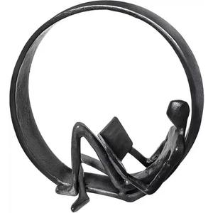Escultura de Metal Oscuro con Dos Figuras Humanas de Hierro Sentadas en un Banco, Estatua Decorativa para Mesa, Escultura de Escritorio para Decoración del Hogar - Product Image 4