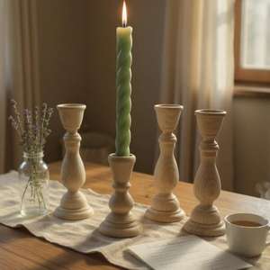 Candelabros Redondos de Madera Natural Hechos a Mano, Estilo Rústico, para Bodas, Navidad, Cumpleaños y Pascua, Centros de Mesa, Decoración del Hogar - Product Image 6