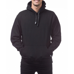 Men's Solid <b>Black</b> Hooded <b>Fleece</b> Sweatshirt Regular Fit Casual Pullover with Front Pocket Autumn Wear - Product Image 5