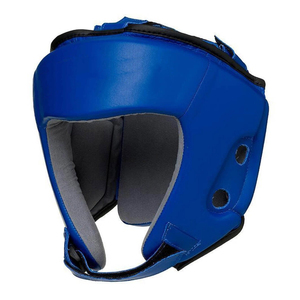 Casque de boxe de sécurité sur mesure en PU, respirant et réglable, avec fermeture auto-agrippante supérieure en tissu rouge et aérations - Product Image 3