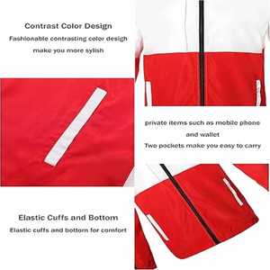 Chaqueta Cortavientos para Hombre, Diseño Color Block Rojo y Blanco, Estilo Casual Deportivo, Cierre de Cremallera, Corte Regular, Invierno, Logotipo Frontal - Product Image 5