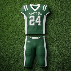 Custom Men's Green White American Football Uniform <b>Padded</b> Jersey <b>Pants</b> Set Sports Team Apparel - Product Image 5