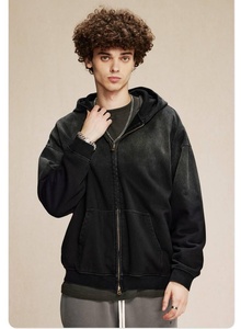 Sweat à capuche zippé de haute qualité pour homme, en molleton de coton épais, avec logo personnalisé, coupe oversize, 400 GSM - Product Image 2
