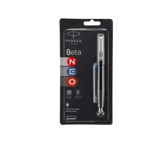 ปากกาหมึกซึม Parker Beta Neo Chrome Trim สีดำ พร้อมตลับหมึกสีน้ำเงิน 1 ตลับ ของขวัญสำหรับพนักงาน ดีไซน์ไม่ซ้ำใคร - Product Image 1