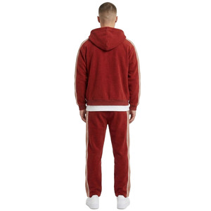 Custom Heavy Fleece Casual Print Boxy Fit Zip Up Hoodies <b>Sweatpants</b> <b>Sets</b> Side Stripe Pattern Breathable Sportswear Gym Outfits - Product Image 2