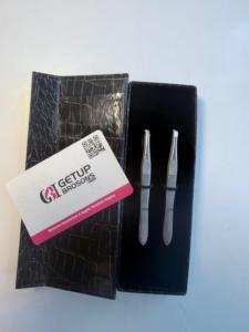 Pince à épiler professionnelle en acier inoxydable argenté de qualité supérieure à pointe inclinée pour sourcils, marque privée, pour l'épilation en salon de beauté - Product Image 3