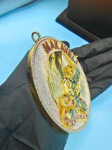 Colgante de medallón alado de lujo con moissanita VVS Makaveli, plata 925, chapado en oro, certificado, estilo Hip Hop para hombre - Product Image 5