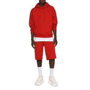 Conjunto de Sudadera con Capucha y Pantalones Cortos Unisex para Hombre, Estilo Casual, Deportivo, Holgado, Transpirable, de Algodón y Felpa para Verano, Venta al Por Mayor - Product Image 1