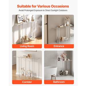 Mesa Consola Acrílica Rectangular Moderna de 2 Niveles, 7.6 x 39.4 x 31.5 cm, Transparente, para Entrada, Vestíbulo, Sala de Estar, Mesa Abierta - Product Image 6