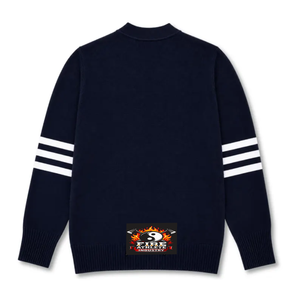 เสื้อคาร์ดิแกนไหมพรมคอวีสีดำ แขนยาว ลายทางสีขาว มีกระเป๋า สำหรับผู้หญิง สไตล์ลำลอง ยี่ห้อ Fire Athlete Industry - Product Image 4