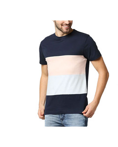 T-shirt pour homme de qualité supérieure, coupe confortable, logo personnalisé, respirant, multi-panneaux, 100% coton, motif uni. - Product Image 2