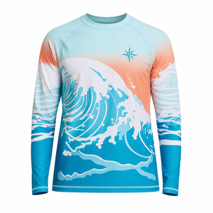 <b>Men</b> Eco Friendly <b>Compression</b> <b>Shirt</b> Quick Dry Customize Logo Sublimation Contrast Sleeves Print O-Neck Rash Guard Gym Breathable - Product Image 3