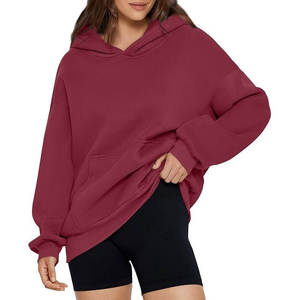 Sweat-shirts pour femmes en coton épais, vente en gros OEM, logo personnalisable imprimé sur le devant, tissu épais, coupe ample, pull uni pour l'hiver - Product Image 5