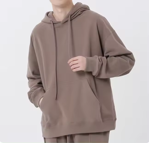 Wholesale Luxury Men's Oversized 350gsm Heavy Fleece <b>Hoodie</b> Custom LOGO No <b>String</b> Solid Pattern Plain Dyed <b>for</b> Autumn - Product Image 4