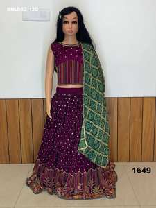 Nuevo conjunto de lehenga choli y dupatta para niños, de chinon pesado y hermoso, con bordado de hilo y lentejuelas, de proveedor de Surat. - Product Image 5