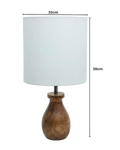 Wooden Table Lamp with <b>White</b> Fabric <b>Lampshade</b> Modern Round Design for Bedroom Bedside Desk Light Tabletop Home Decor - Product Image 1