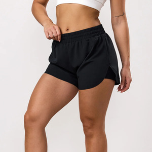 Shorts de sport et d'activités pour femmes, double couche, 2-en-1, légers, avec logo personnalisé, taille élastiquée, très demandés - Product Image 1