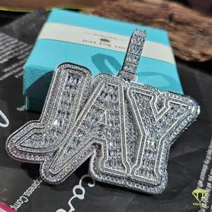 Collier pendentif de luxe « JAY » entièrement serti de diamants Moissanite, bijoux Hip Hop pour hommes et femmes - Product Image 5