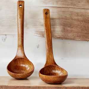 Utensilios de cocina hechos a mano, cucharas de madera de teca natural, mango de madera, cuchara de bambú para cocinar, juego de utensilios de cocina de Universal Overseas - Product Image 1