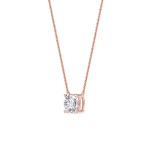 Magnifique pendentif en or rose 9 carats avec diamant de laboratoire taille coussin, pierre unique, 1,00 CTW - Product Image 2