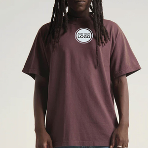T-shirt Minimaliste Imprimé à Épaules Tombantes, Coupe Oversize, en Coton et Bambou Écologique, Style Décontracté, pour Hommes Grandes Tailles, Vente en Gros - Product Image 1