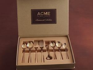 Juego de cubiertos de acero inoxidable con acabado dorado martillado, con textura martillada, para restaurantes, hoteles y vajilla de mesa para el hogar. - Product Image 4