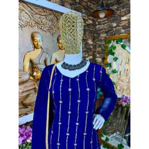 Vestidos de noche de diseñador Ropa de fiesta elegante Dupatta inferior superior con trabajo de bordado intrincado - Product Image 1