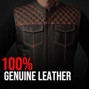 Gilet de motard personnalisé en cuir véritable pour homme, gilet matelassé de club moto, gilet zippé en cuir de vachette premium - Product Image 6