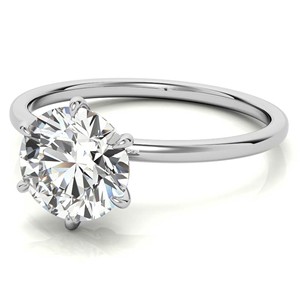 Custom 6 Claw Prong Round Brilliant Cut Moissanite Diamond <b>Ring</b> 925 Sterling <b>Silver</b> Engagement <b>Ring</b> for Her - Product Image 4