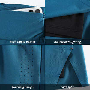 กางเกงวิ่งออกกำลังกายผู้ชายแบบสองชั้น ซ้อนทับกันได้  ออกแบบเองได้  สำหรับฟิตเนส แอธเลติก ออกกำลังกาย  ลำลอง  ยับยาก  ยืดหยุ่นได้ - Product Image 4