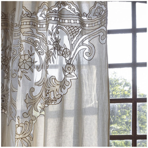 Custom Wholesale Embroidery Modern Flower Pattern Blackout High Shading Linen <b>Curtain</b> Ribbon Full Sizes for Door <b>Window</b> Home - Product Image 5