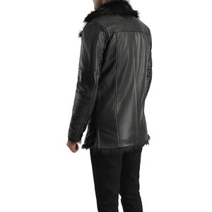 Chaqueta de cuero estilo cremallera informal para hombre abrigo largo de invierno ajustado con cuello levantado-nueva llegada al por mayor para hombres - Product Image 5