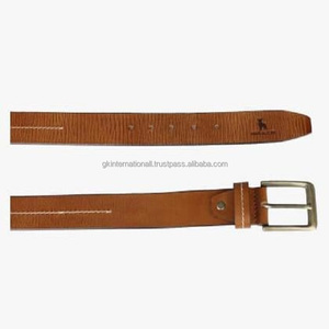 Cinturón informal de cuero de moda para hombre de grano completo de tamaño libre ajustable por encargo para jeans con hebilla de latón antiguo sólido - Product Image 3