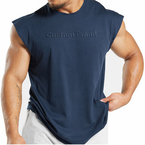 Camisetas sin mangas personalizadas con logotipo para hombre, transpirables, de secado rápido, cuello redondo, informales, para entrenamiento, 100% algodón, ajuste holgado, para gimnasio, sin mangas, para musculación - Product Image 1