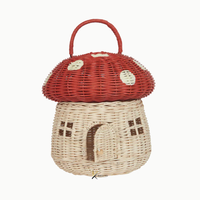 Panier en rotin fait main en jacinthe d'eau, motif citrouille, rouge à pois blancs KV NATURAL HOME, décoration d'Halloween, utilisation intérieure/extérieure, pour enfant