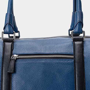 Unisex Genuine <b>Leather</b> Duffle <b>Bag</b> Blue Solid Color Zipper Closure Casual Gym Fitness <b>Bag</b> 30-40L Capacity <b>Soft</b> Handle - Product Image 4