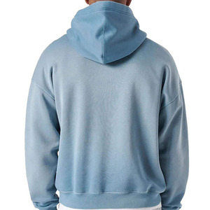 Sudadera con Capucha para Hombre, Color Azul Claro, Felpa, Casual, Color Sólido, con Bolsillo Frontal, Estilo Pullover, para Otoño, Corte Regular, Chaqueta de Algodón Tejido - Product Image 6