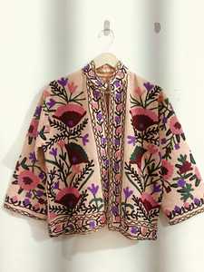 Exclusive Hand Embroidered Suzani Jacket Cotton Suzani Jacket TNT Fabric Bohemian Women SuzaniCoat Embroidered Suzani JacketSALT - Product Image 2