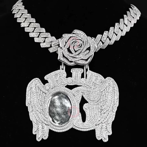 Colgantes y Dijes de Joyería Fina Estilo Punk RIP OG, Rectangulares, con Zirconia, Oro y Plata, con Piedras Grandes, Iced Out, Forma Cuadrada, de Moda - Product Image 3