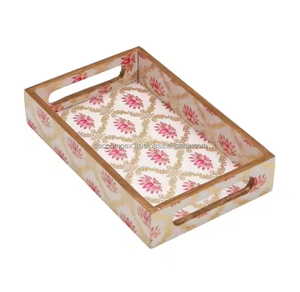 Bandeja DE SERVICIO DE MADERA impresa duradera con patrones artísticos para fiestas Tea Serving Nes Bandeja de impresión decente - Product Image 2