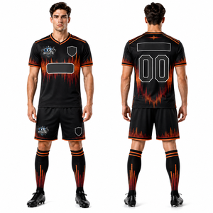 ชุดฟุตบอลพรีเมียม เสื้อ กางเกงขาสั้น สกรีนลาย แห้งเร็ว ระบายอากาศดี ขายส่ง ชุดทีม พร้อมโลโก้สั่งทำ - Product Image 1