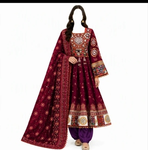Servicio OEM: Vestidos Afganos Vintage de Cachemira de Alta Calidad para Mujer, con Encaje, Largos hasta la Rodilla, Cintura Natural, MOQ Bajo de 20 Conjuntos - Product Image 6