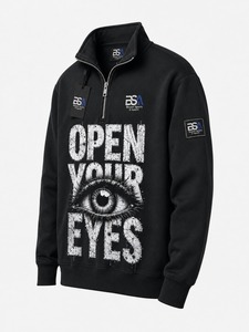 Sweat-shirt polaire personnalisé pour homme, demi-zip, col montant, hiver, écologique, haute qualité, avec poche, en polyester/coton, teint uni - Product Image 1